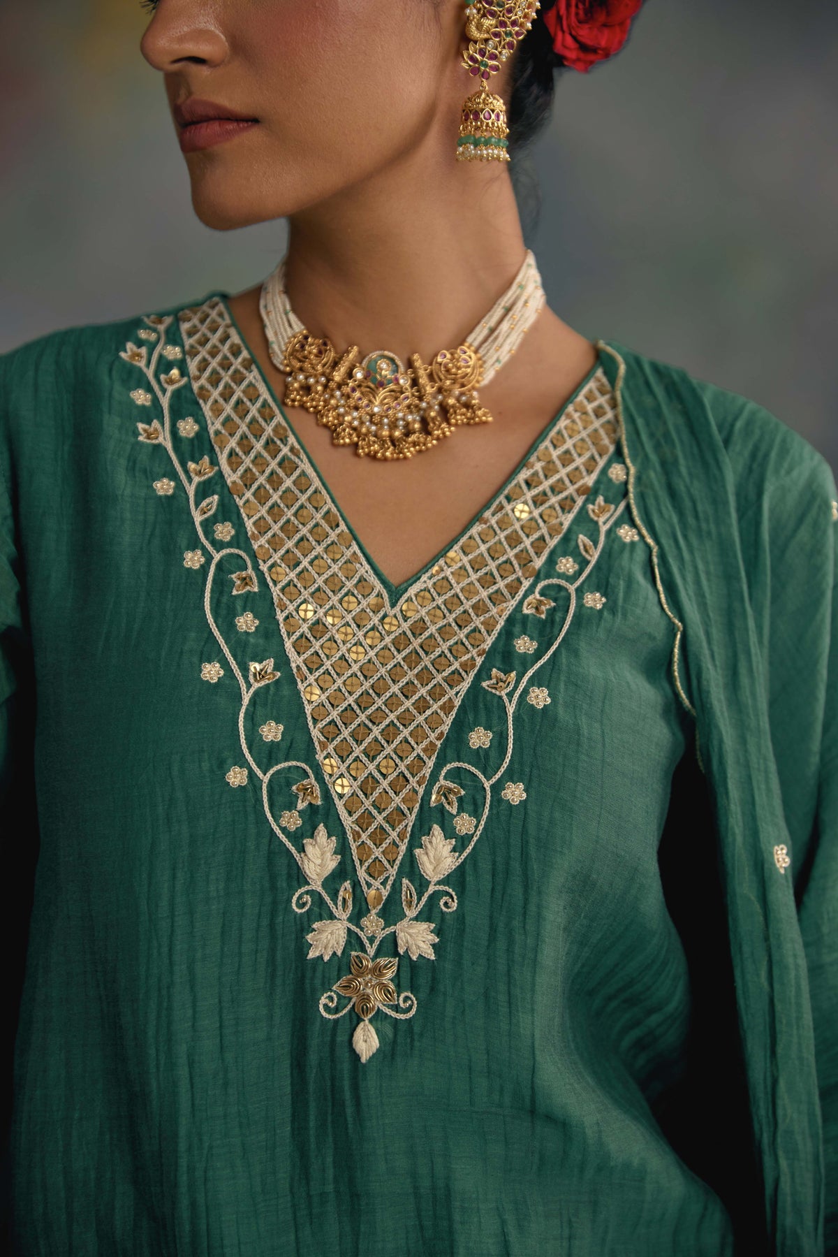 Aks Emerald Green Sharara Set