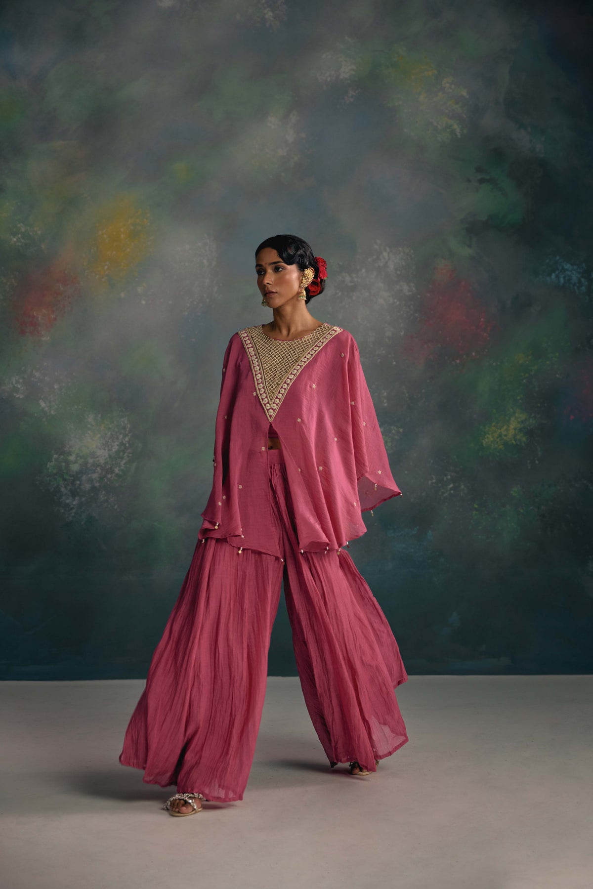 Aks Rose Pink Sharara Set