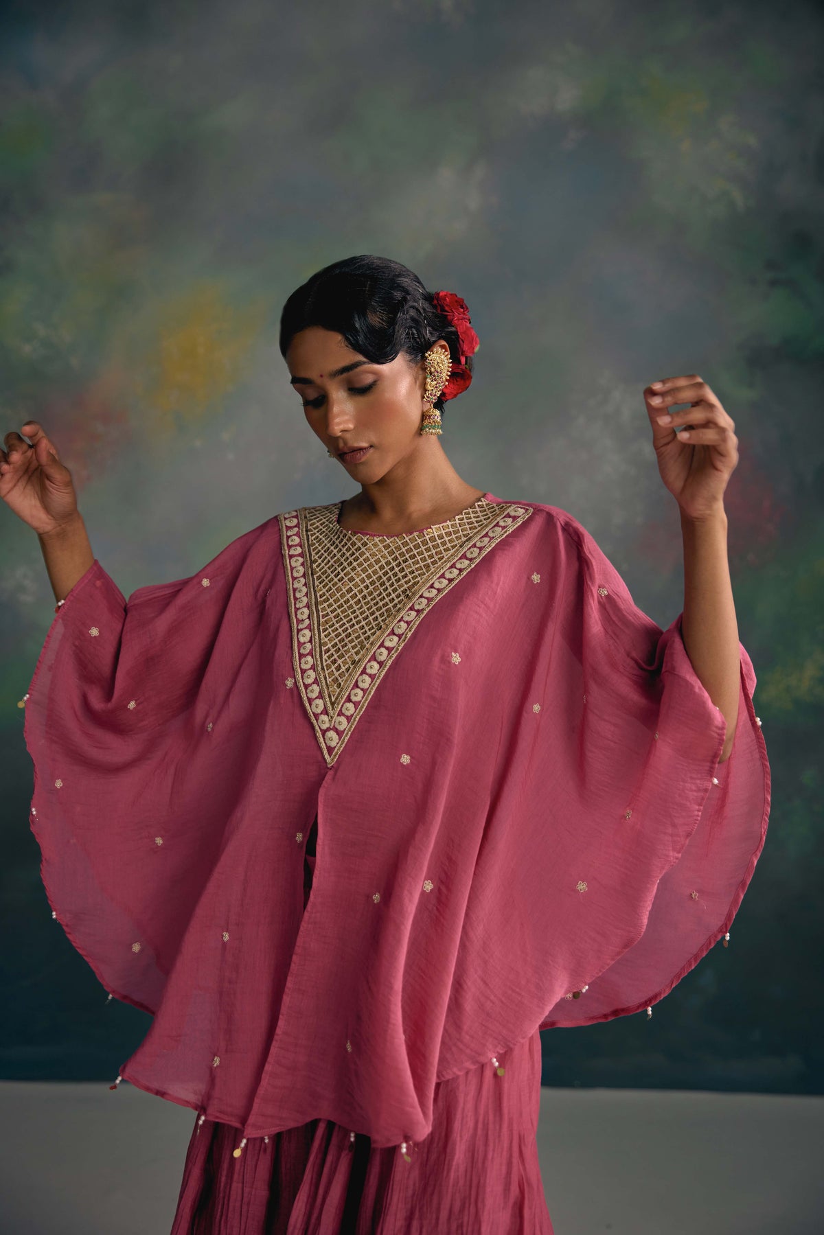 Aks Rose Pink Sharara Set