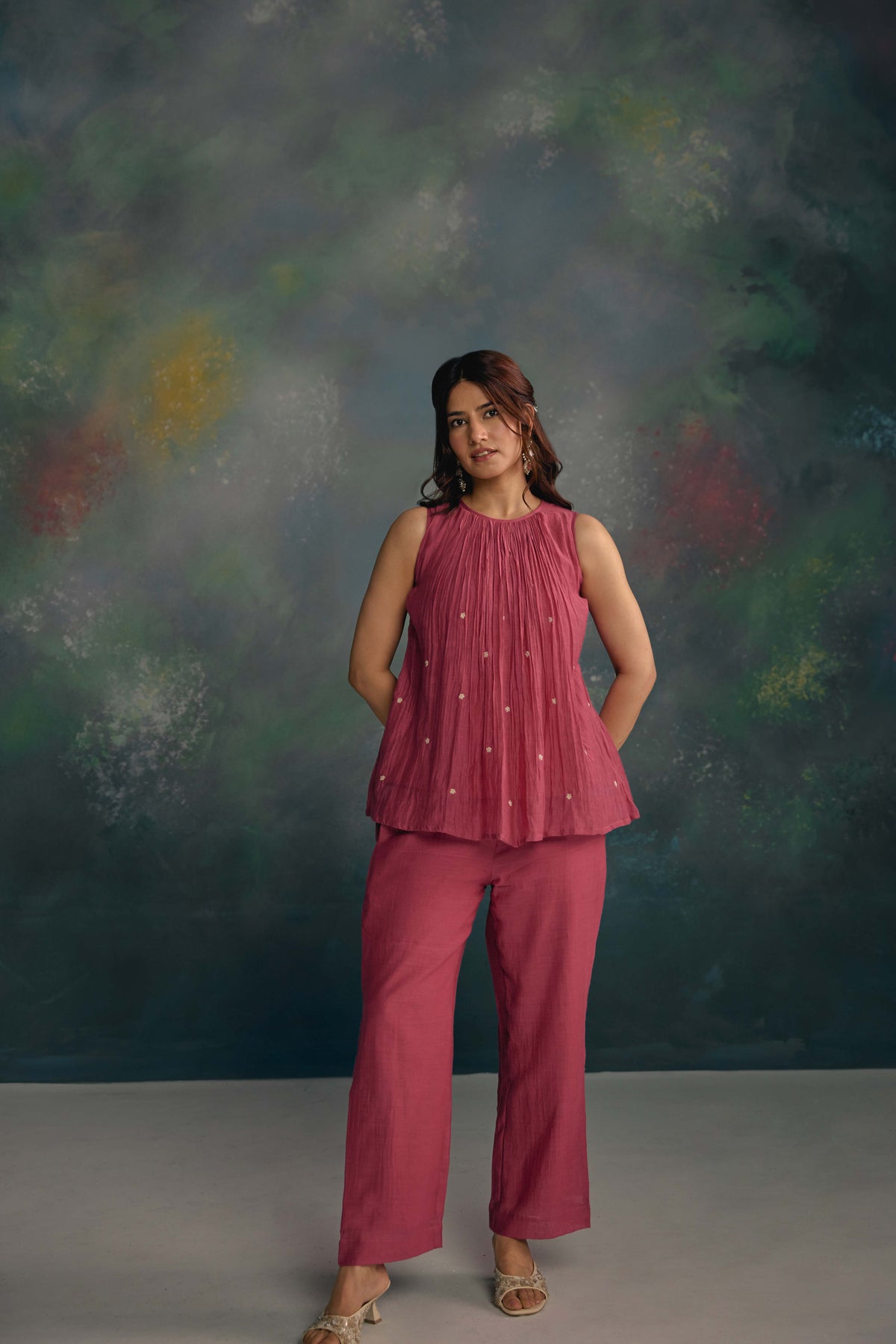 Aks Rose Pink Sleeveless Co-ord