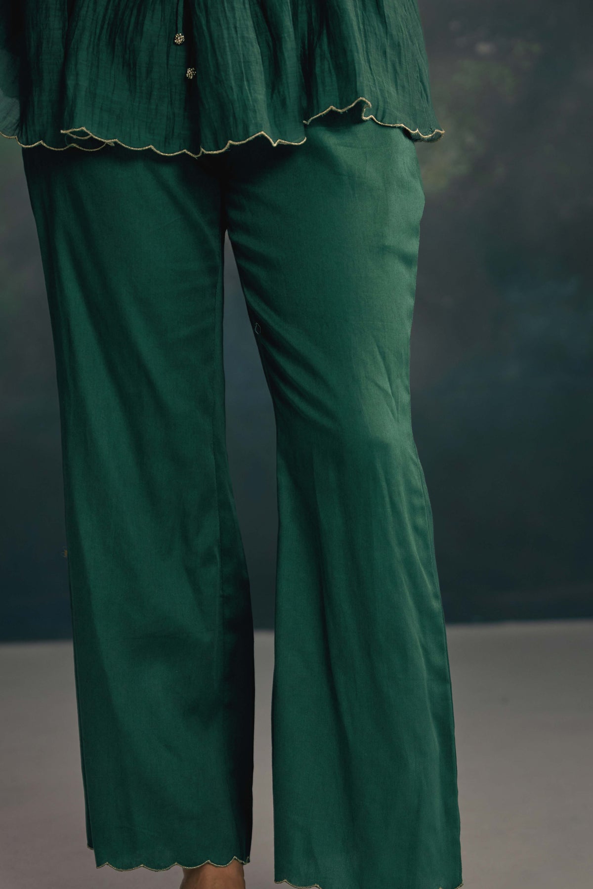 Aks Emerald Green Pintuck Co-ord Set