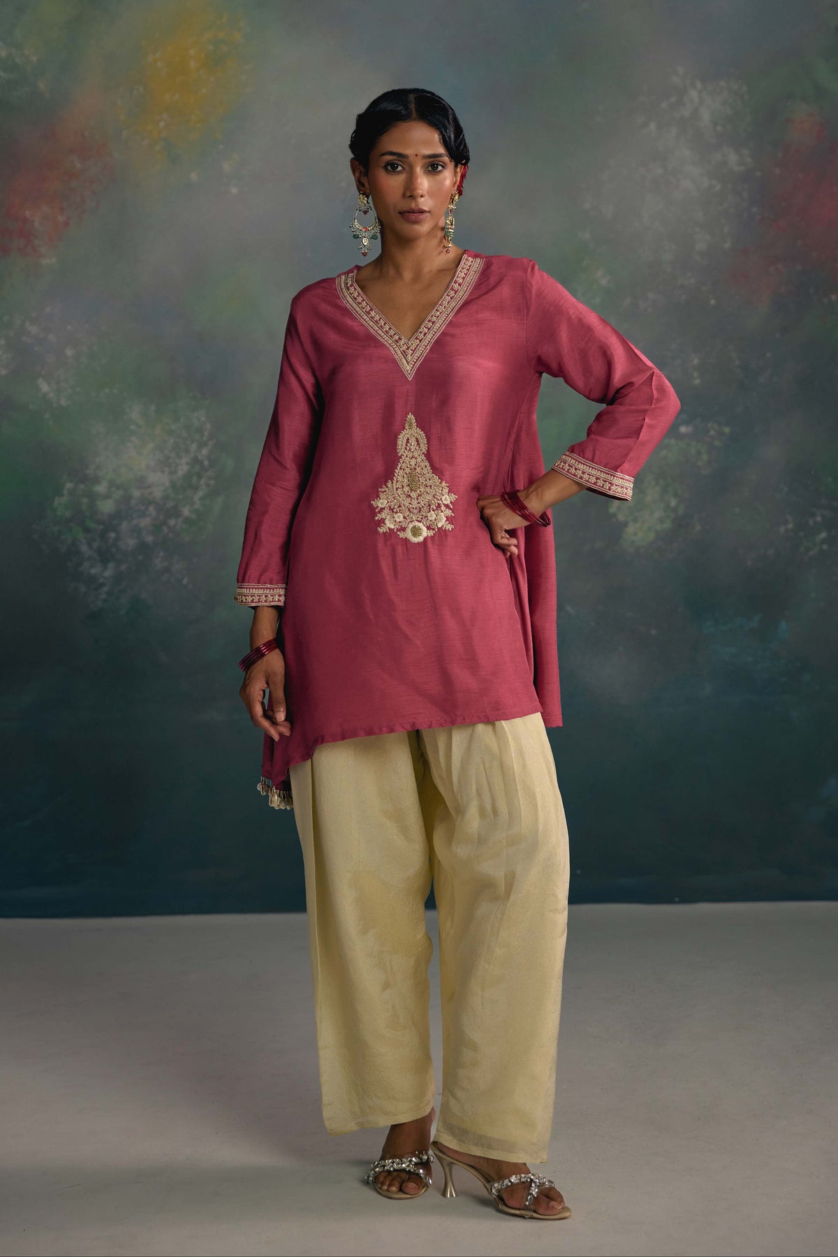 Aks Rose Pink Embellished Co-ord Set