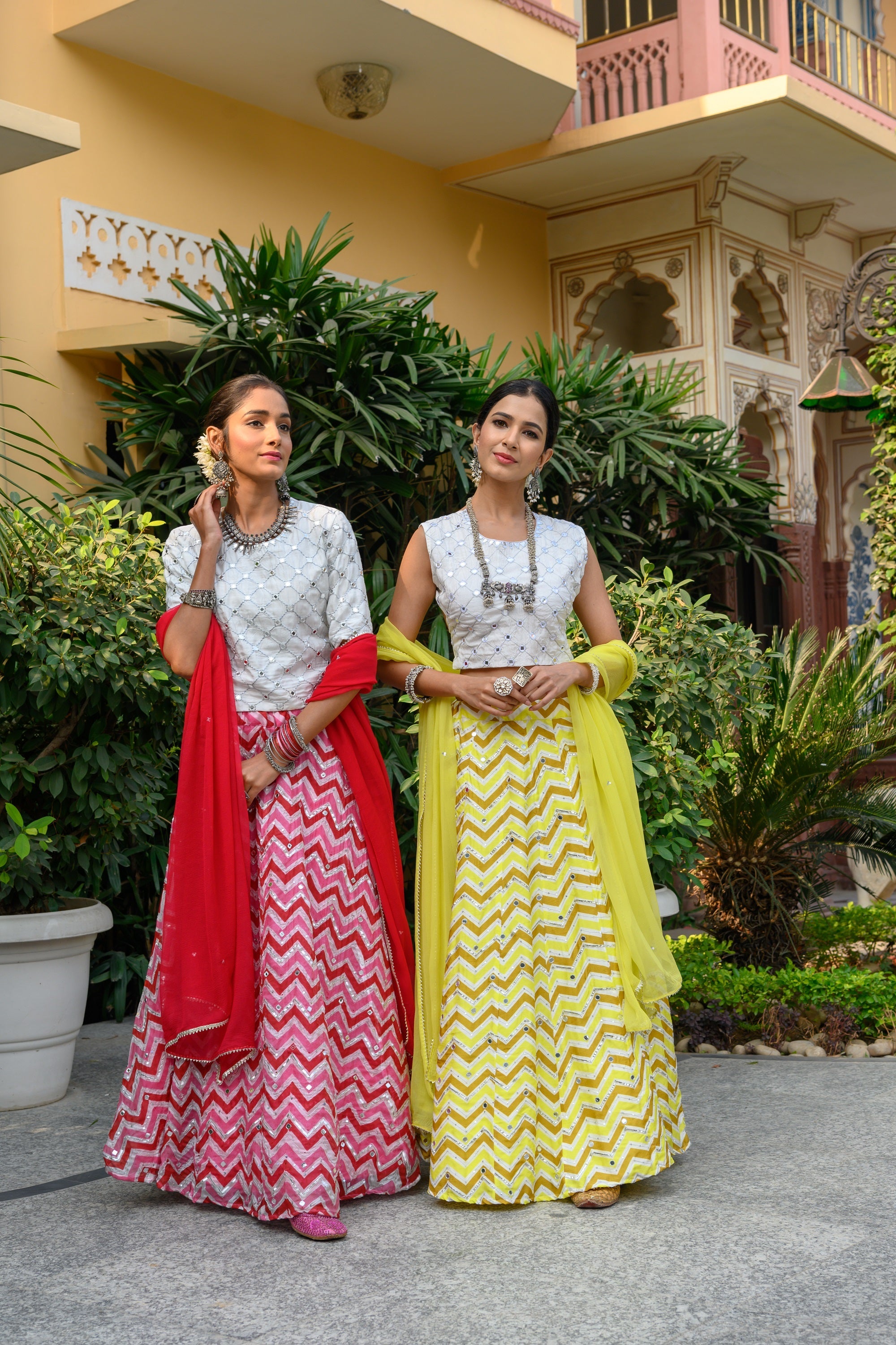Yellow Mirror Skirt Set-3pcs
