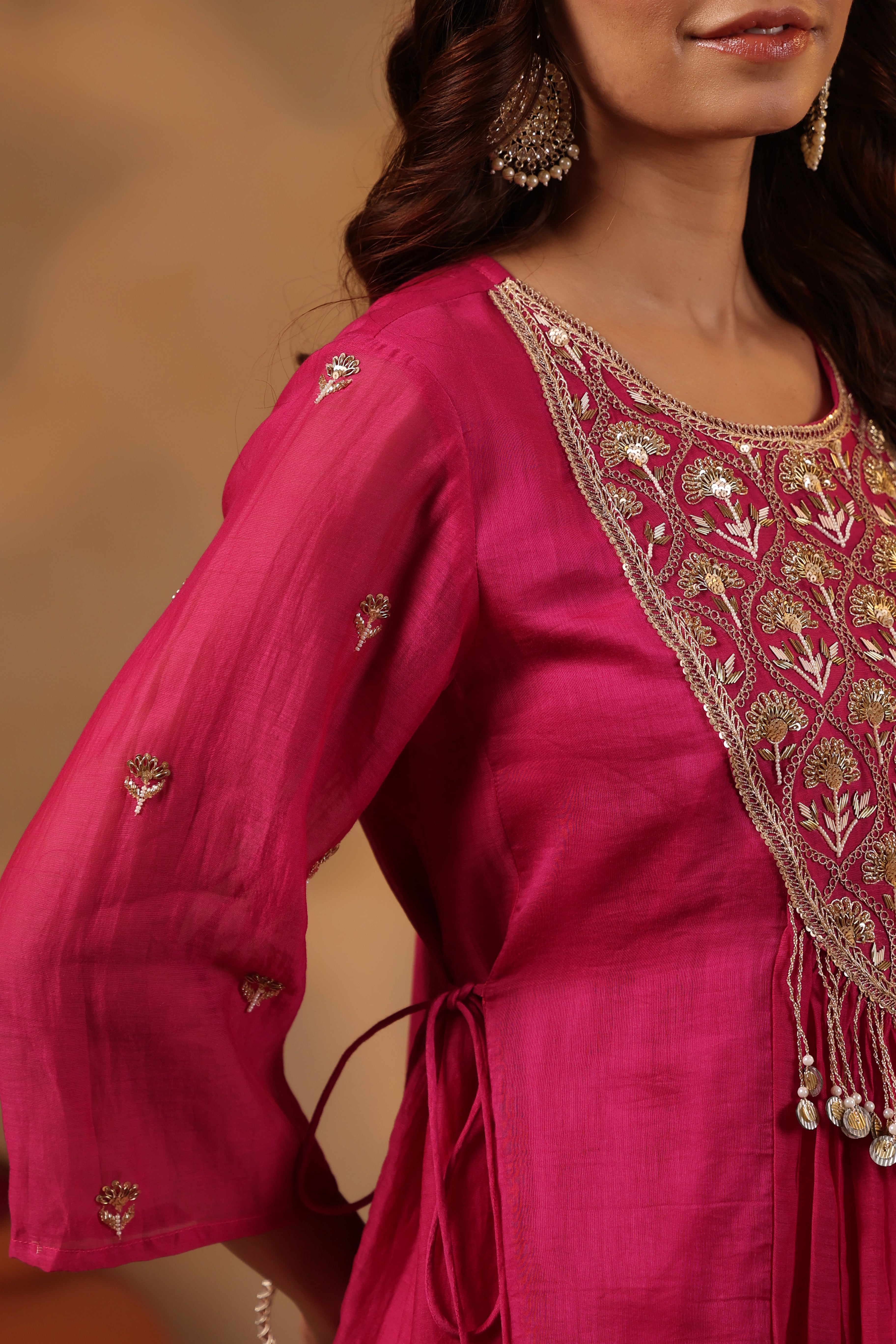 Pink Yoke Embellished Sharara Set