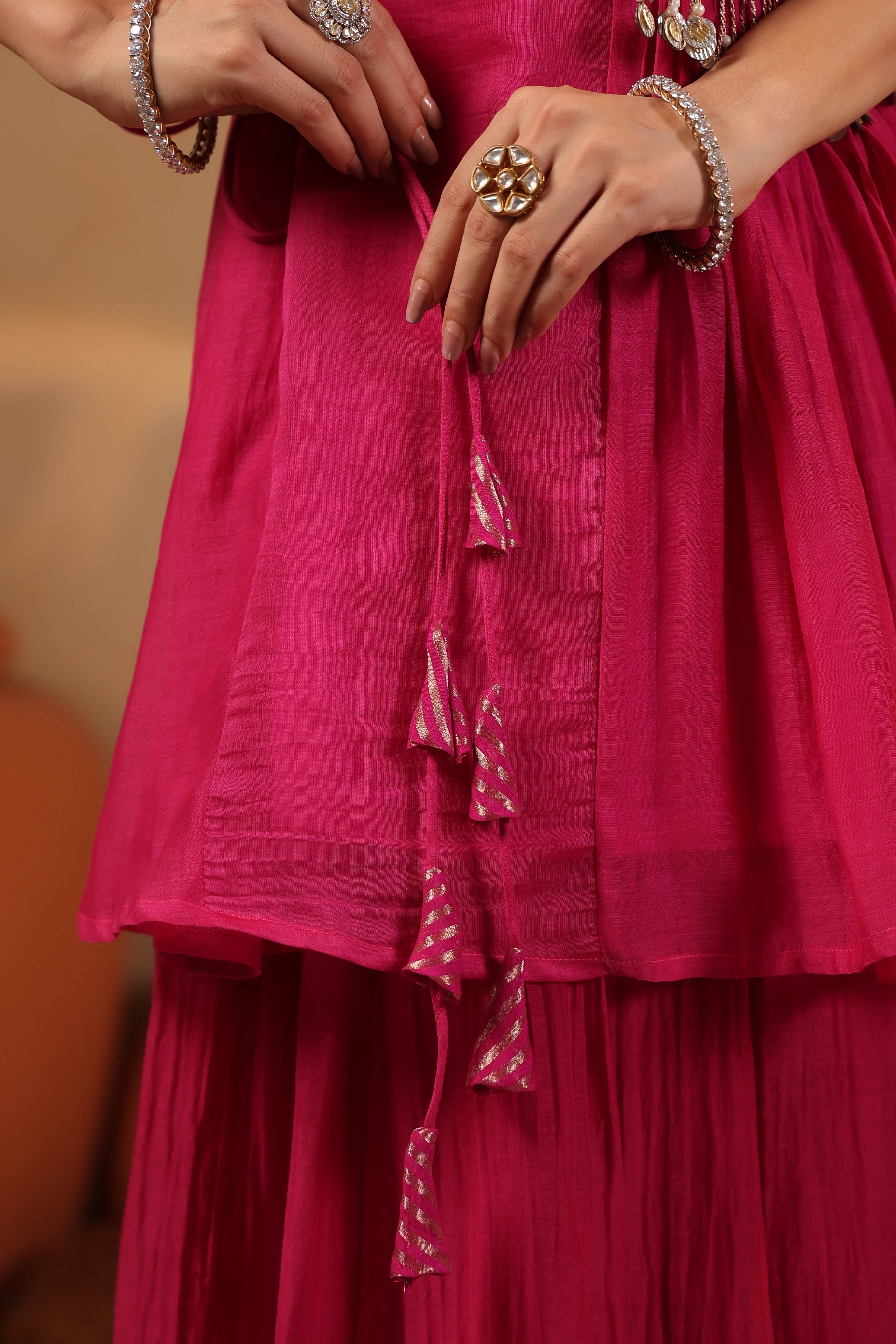Pink Yoke Embellished Sharara Set