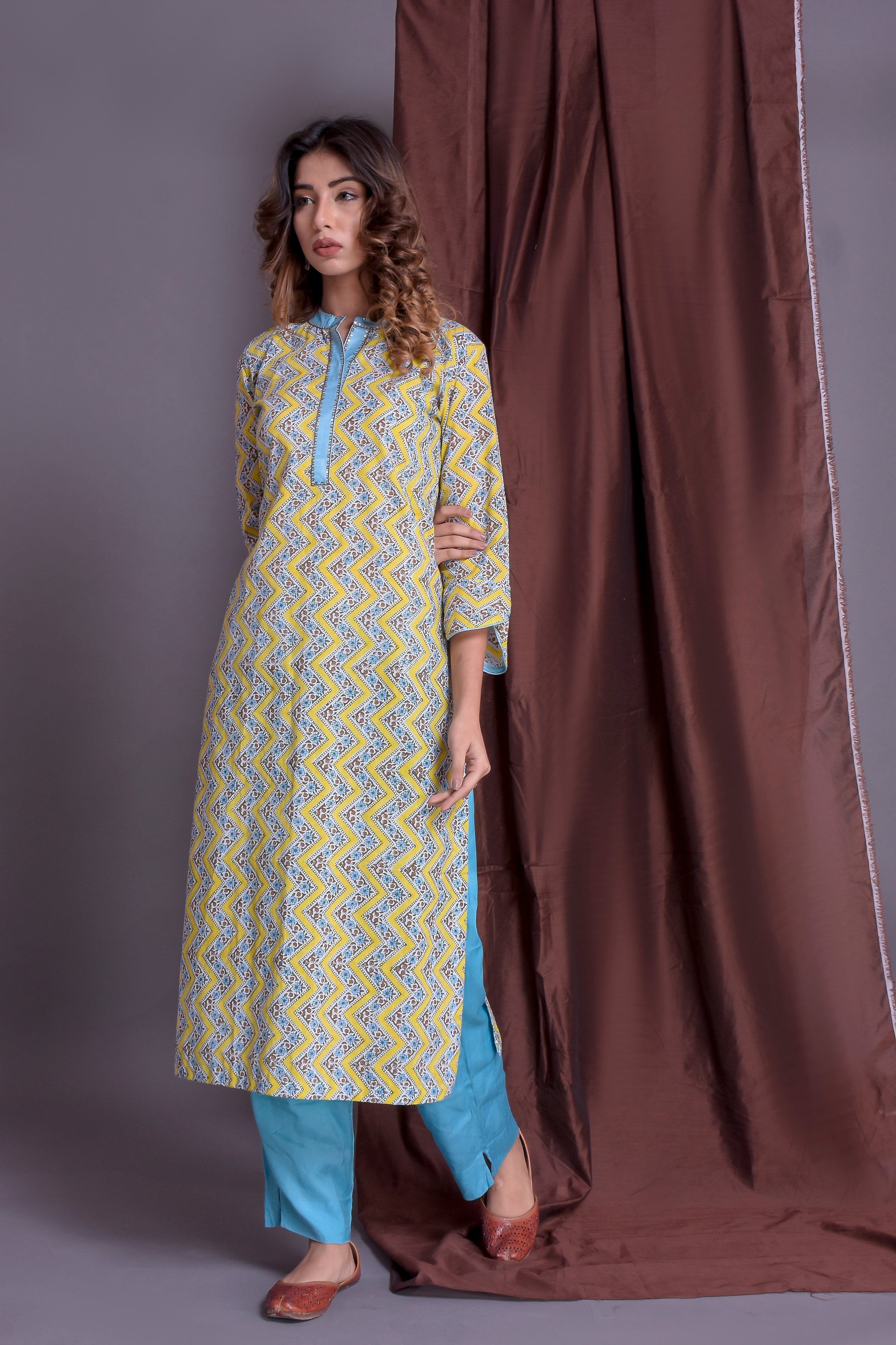 Zig- Zag Block Kurta