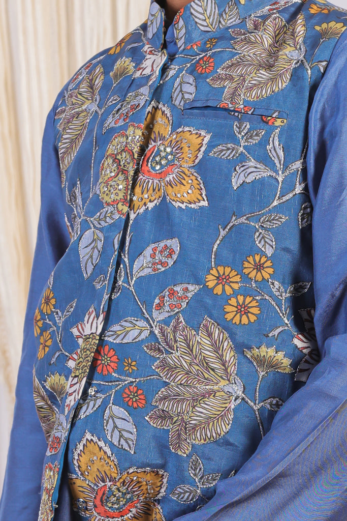 Azure Floral Fantacy boys kurta set-2pcs