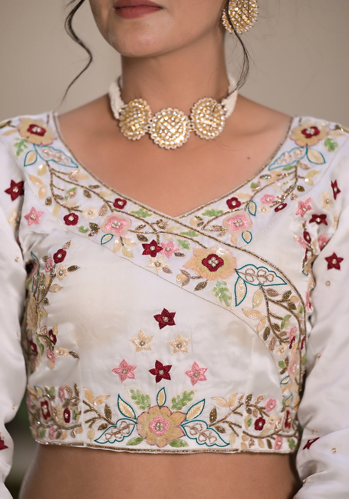 White Victoria Lehenga Set- 3PCS