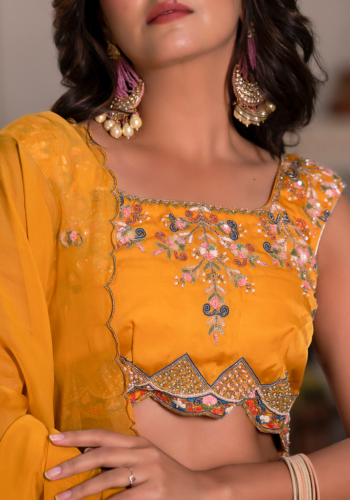 Saanjh Silk Lehenga set-3pcs