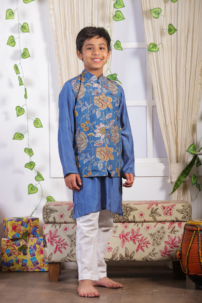 Azure Floral Fantacy boys kurta set-2pcs