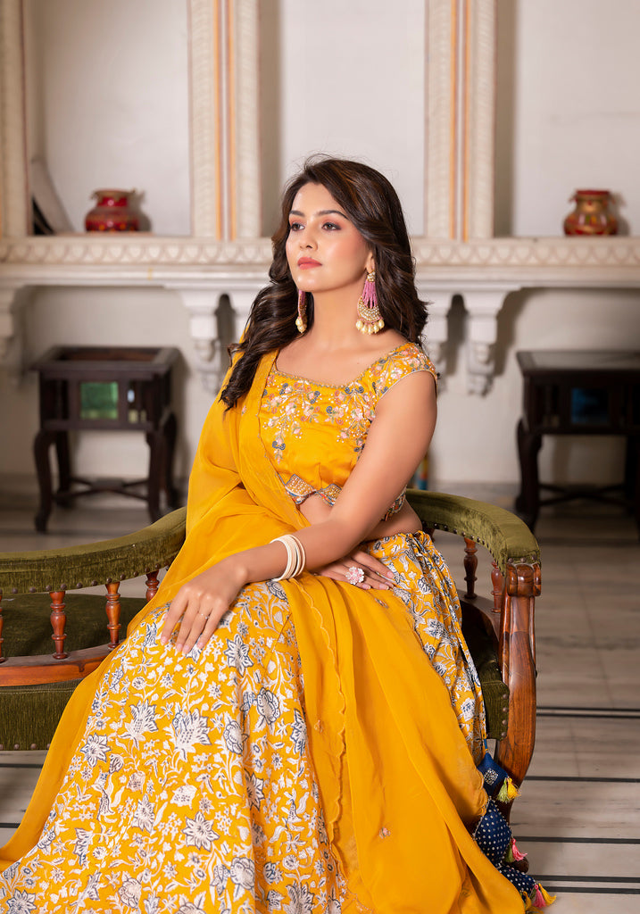 Saanjh Silk Lehenga set-3pcs