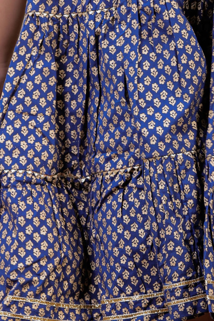 Kids Gold Print Tier Dress