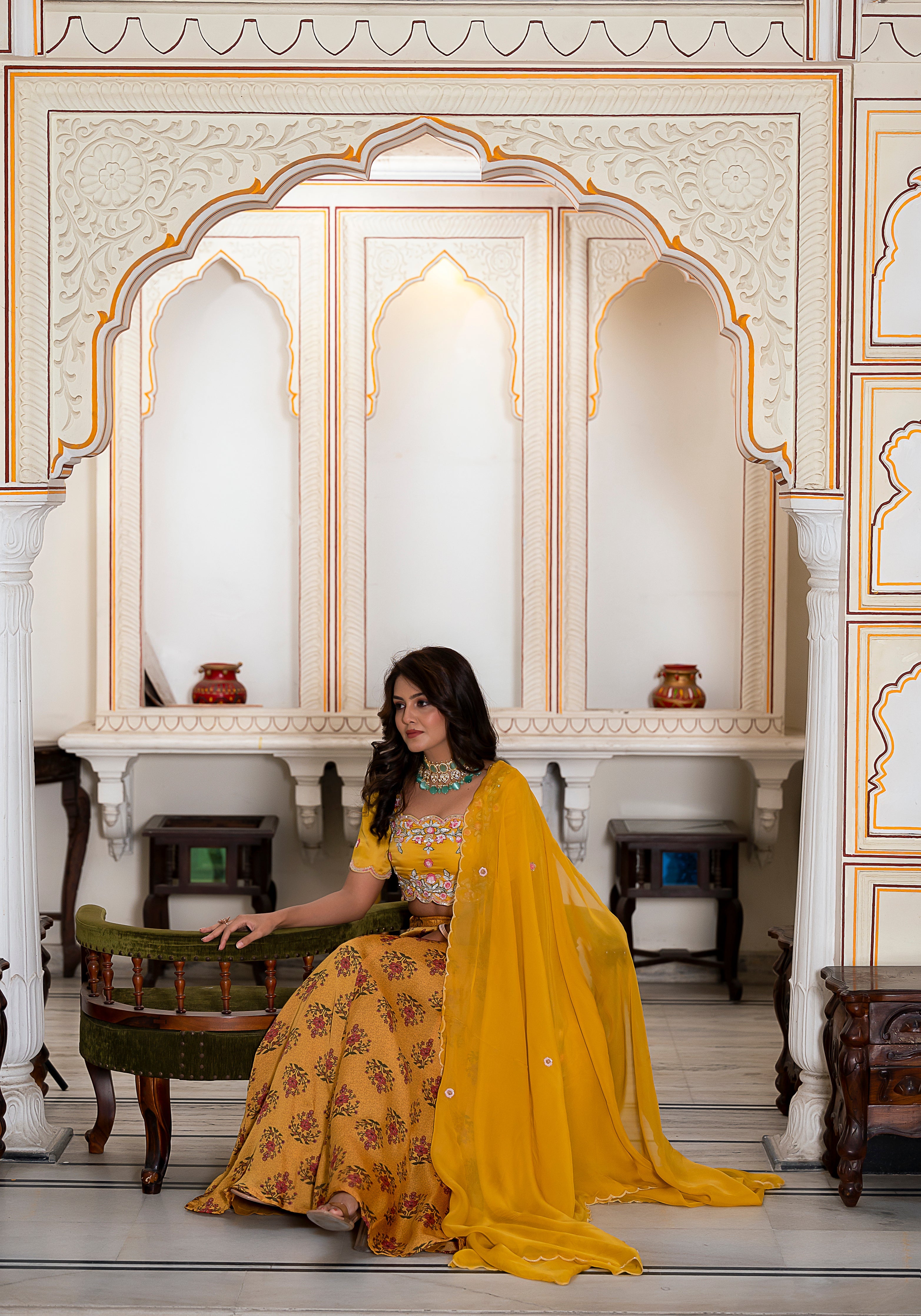 Yellow Embroidered Lehenga set 3PCS