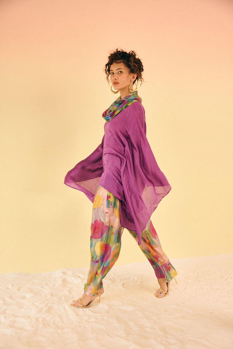 COWL NECK TOP WITH PANTS