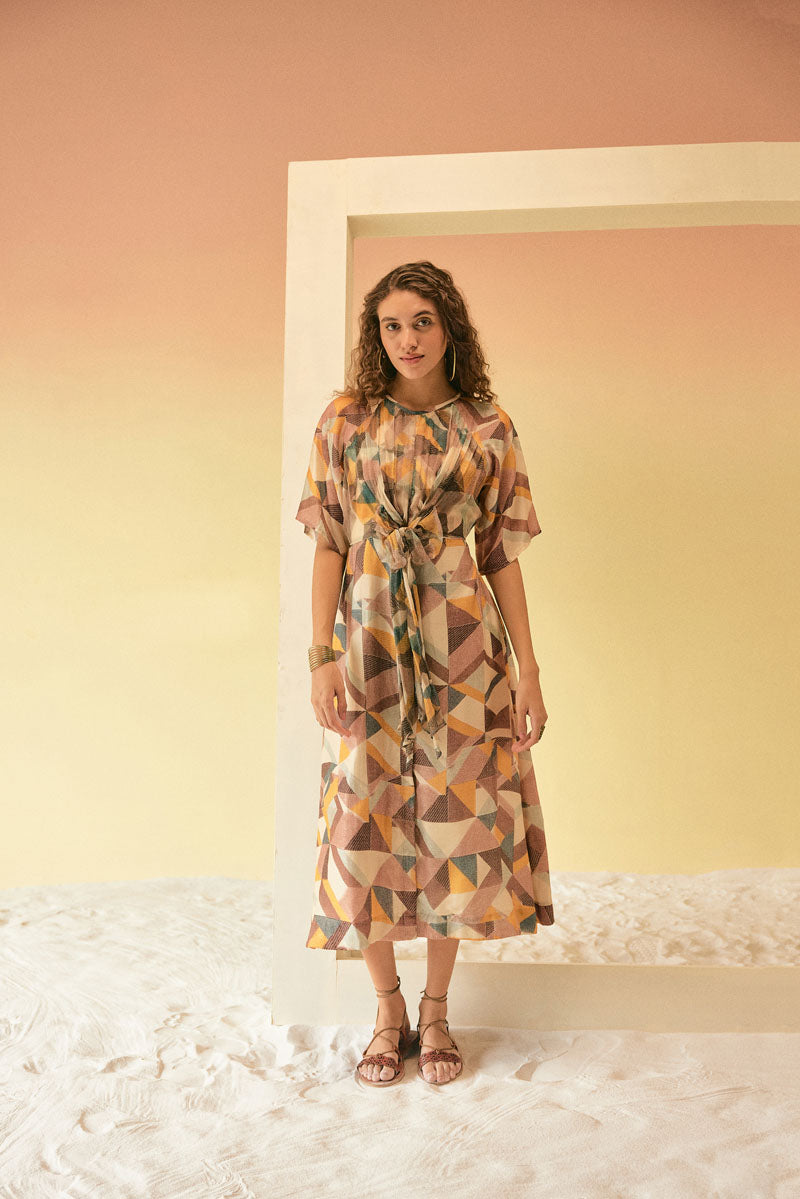 GEOMETRIC SHIRT WITH DHOTI SKIRT