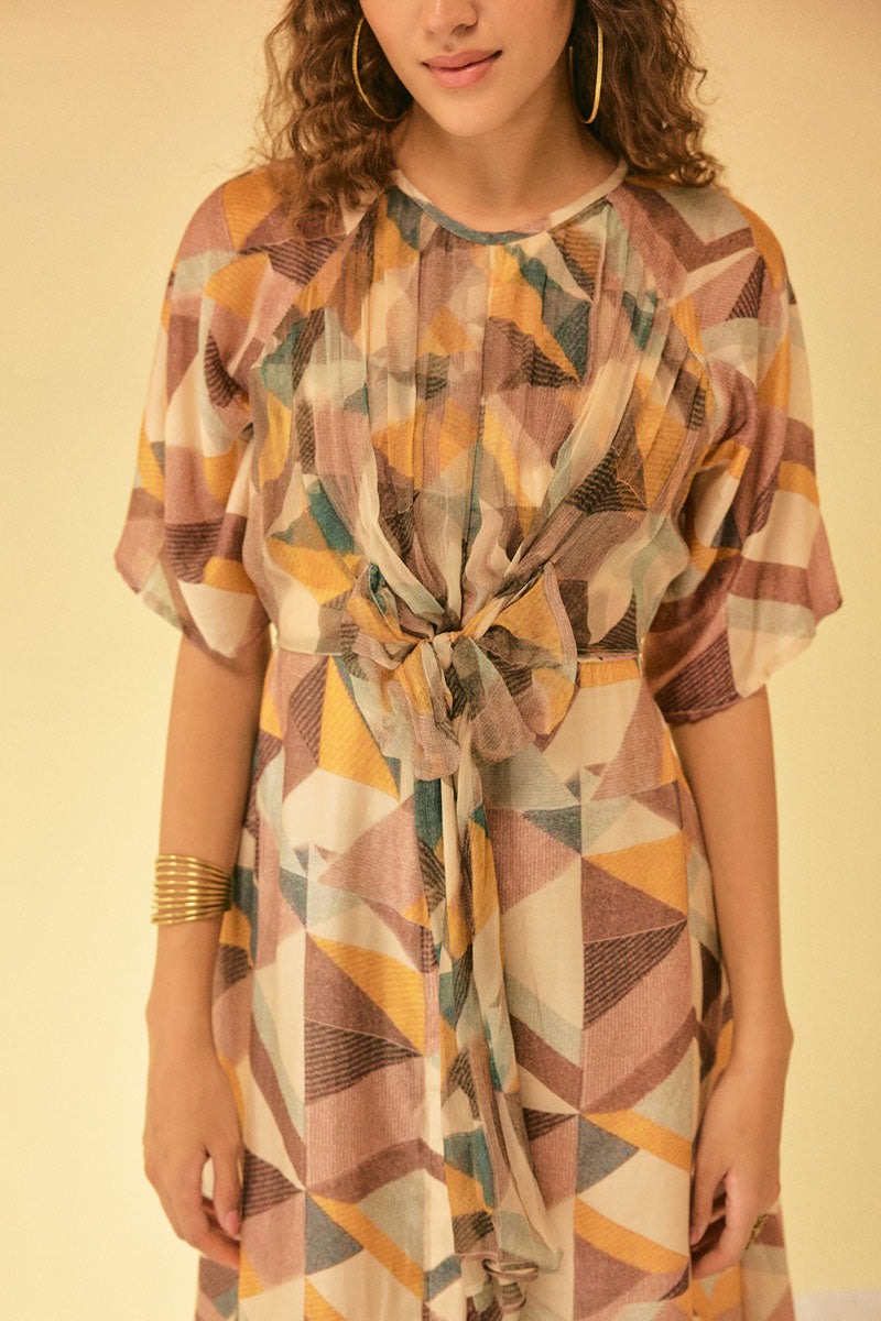 KNOTTED GEOMETRIC ANKLE LENGTH DRESS