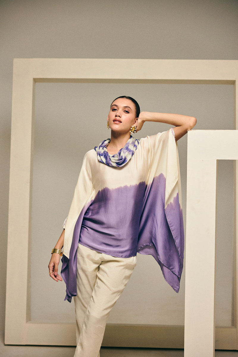 OMBRE MAUVE COWL NECK TOP WITH PANTS