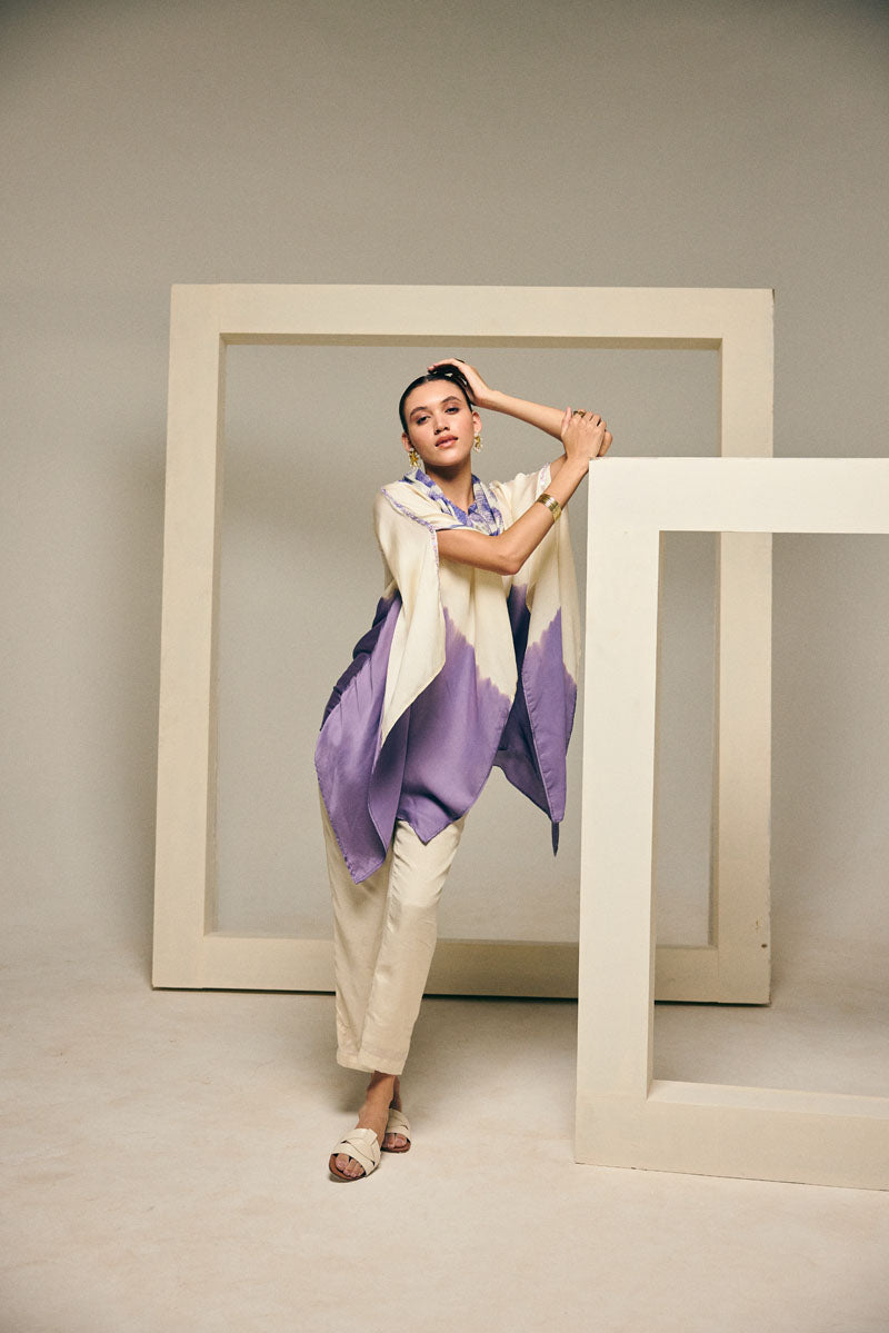 OMBRE MAUVE COWL NECK TOP WITH PANTS