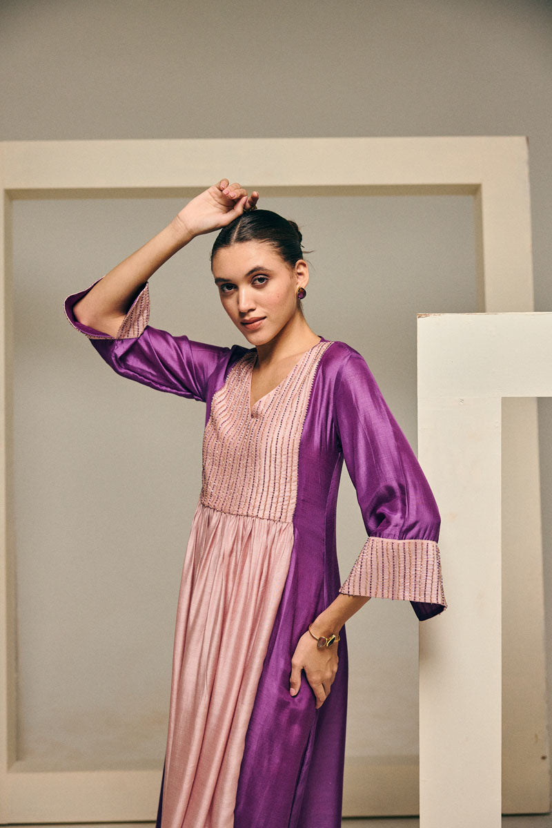 COLOR BLOCk KURTA WITH PANTS