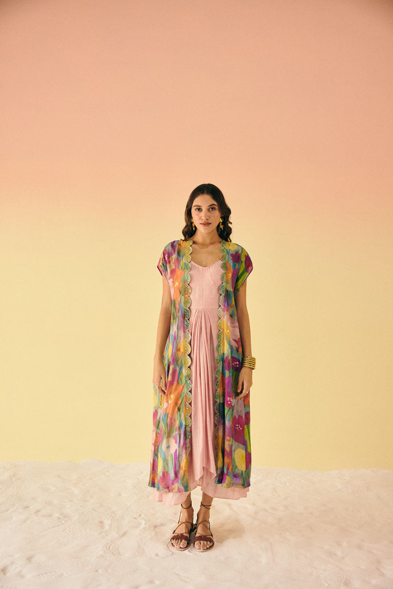 DHOTI GOWN WITH EMBELLISHED CAPE