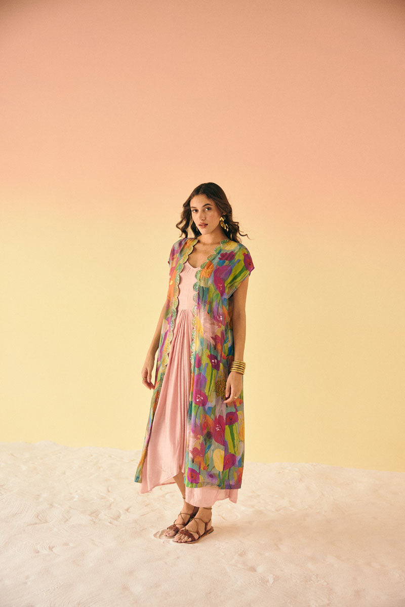 DHOTI GOWN WITH EMBELLISHED CAPE